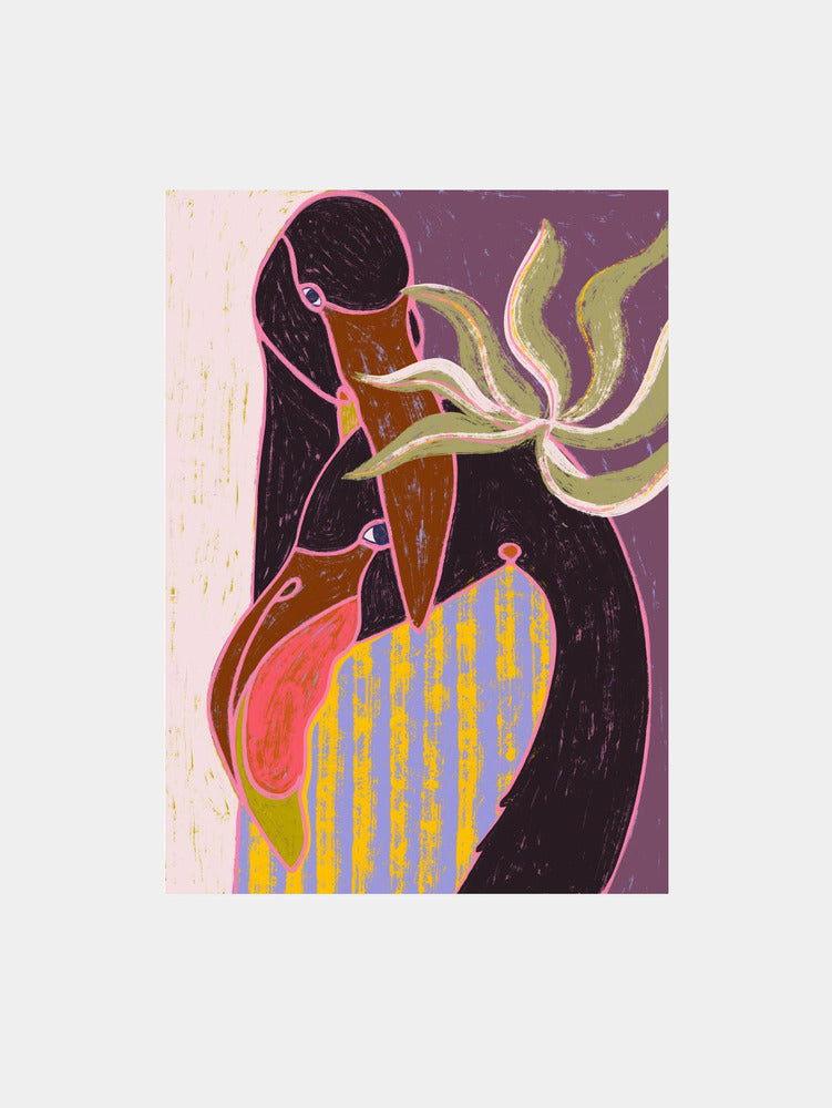 Flamingo Harp Duet Art Print