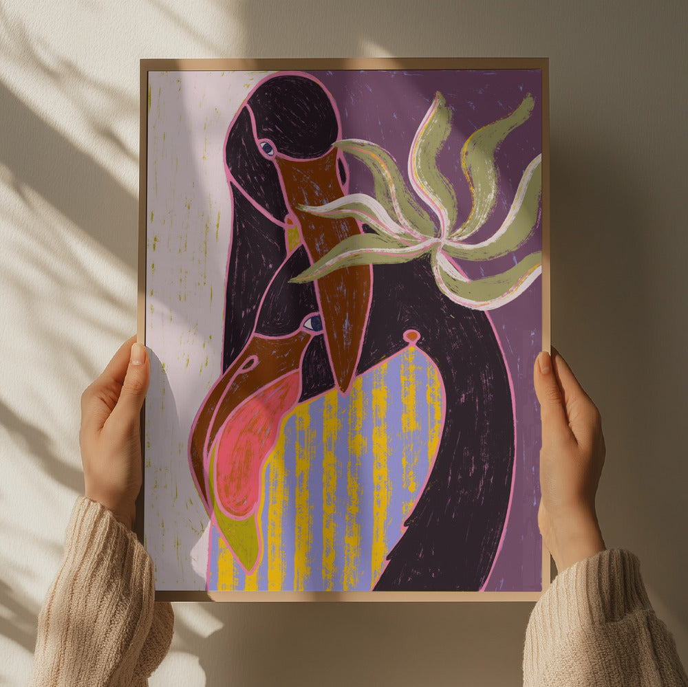 Flamingo Harp Duet Art Print