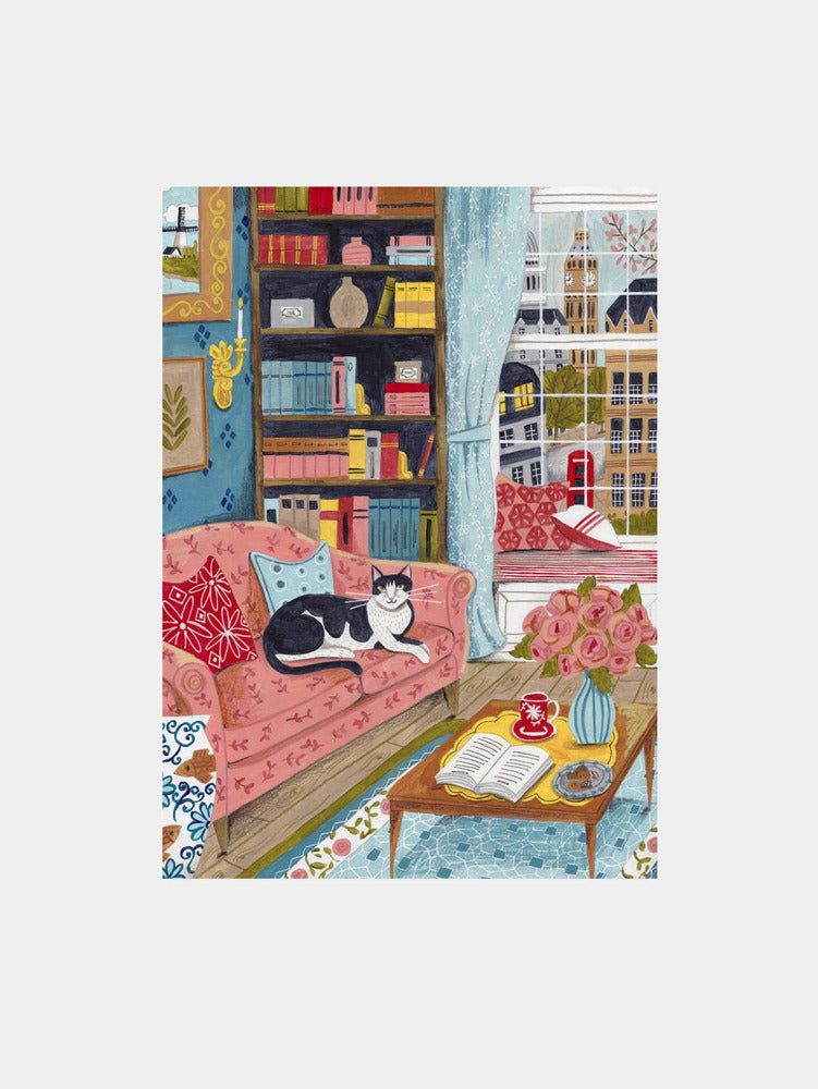 Cat on sofa in London