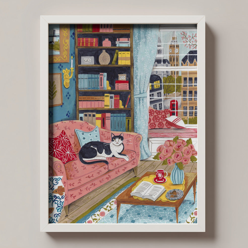 Cat on sofa in London