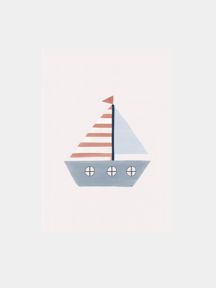 Playful Blue Sailboat