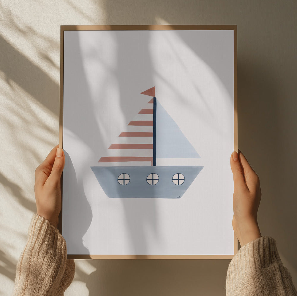 Playful Blue Sailboat