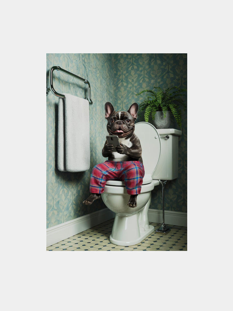 Bathroom French Bulldog Art Print