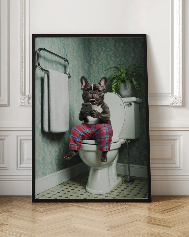 Bathroom French Bulldog Art Print