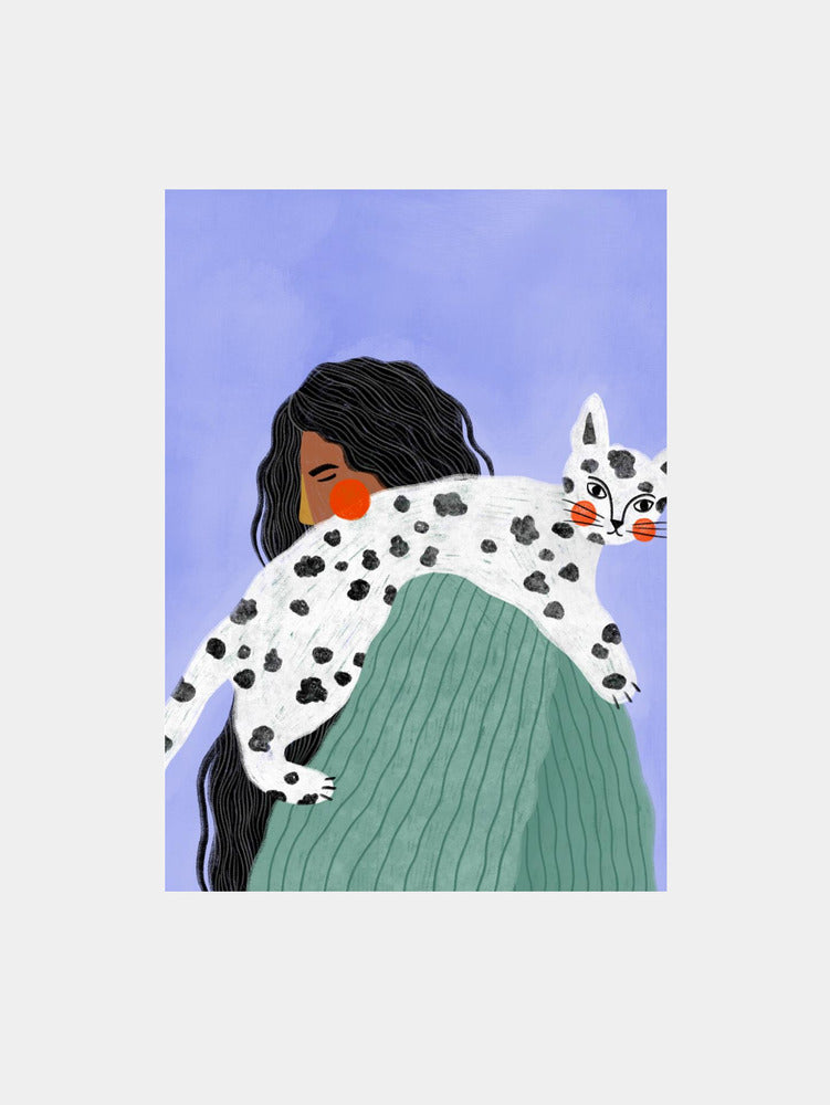 The Woman with the cat Art Print