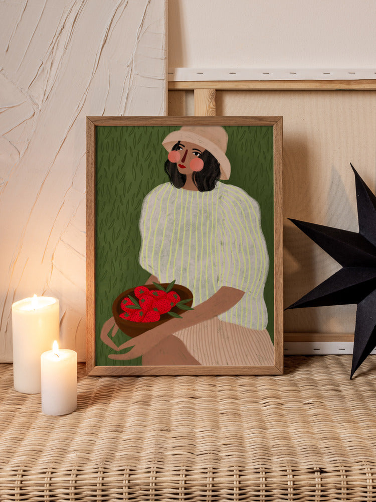 Woman with Strawberries Art Print