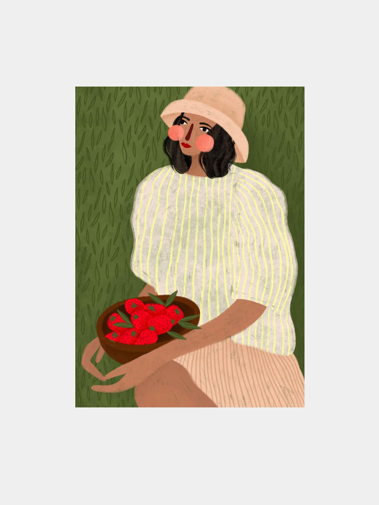Woman with Strawberries Art Print