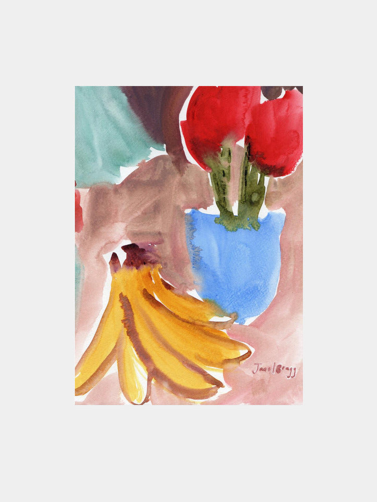 Banana and Tulip Still Life Art Print