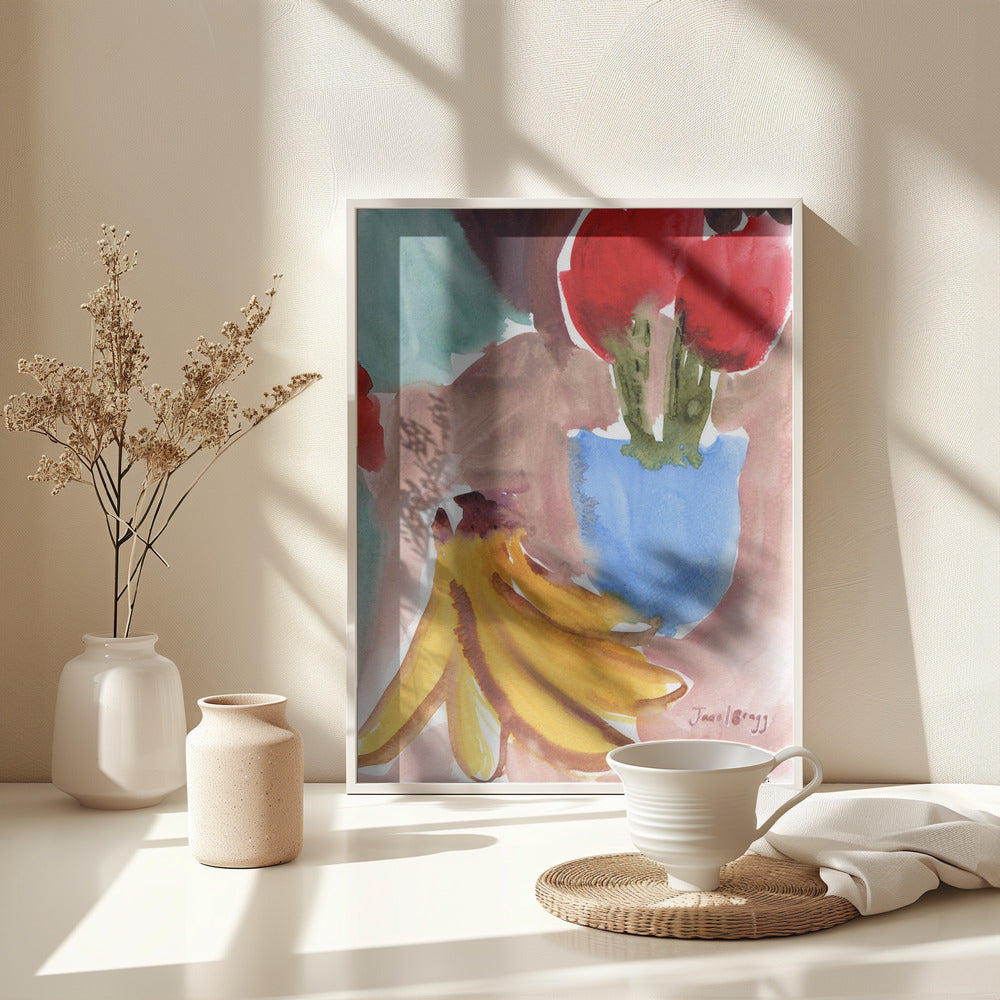 Banana and Tulip Still Life Art Print
