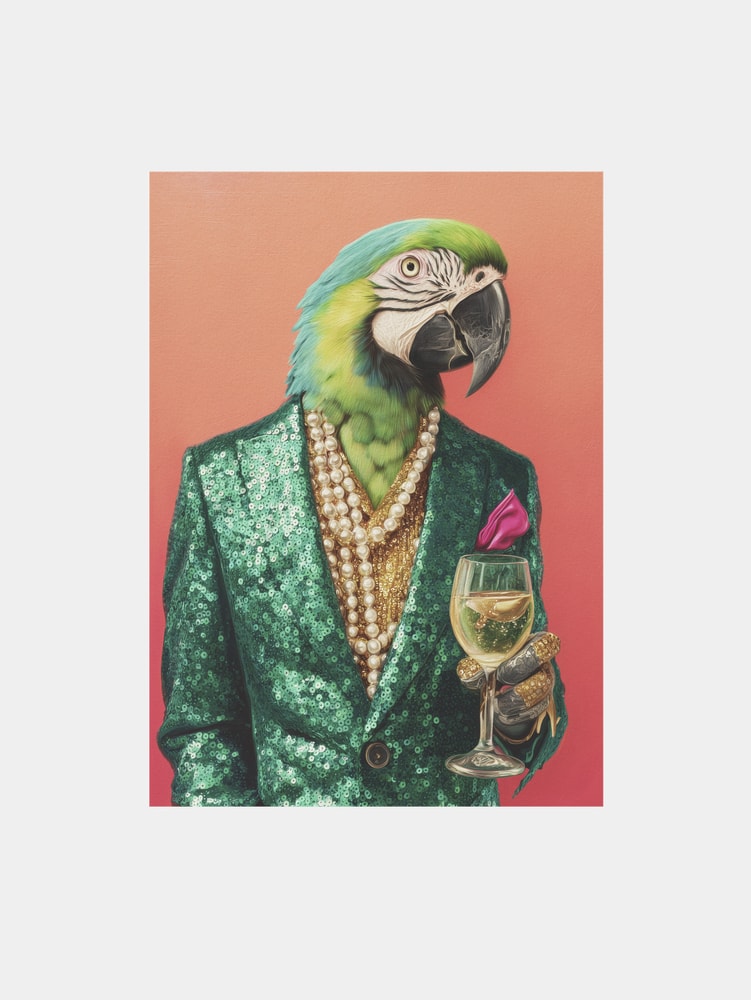 Dapper Parrot with Wine