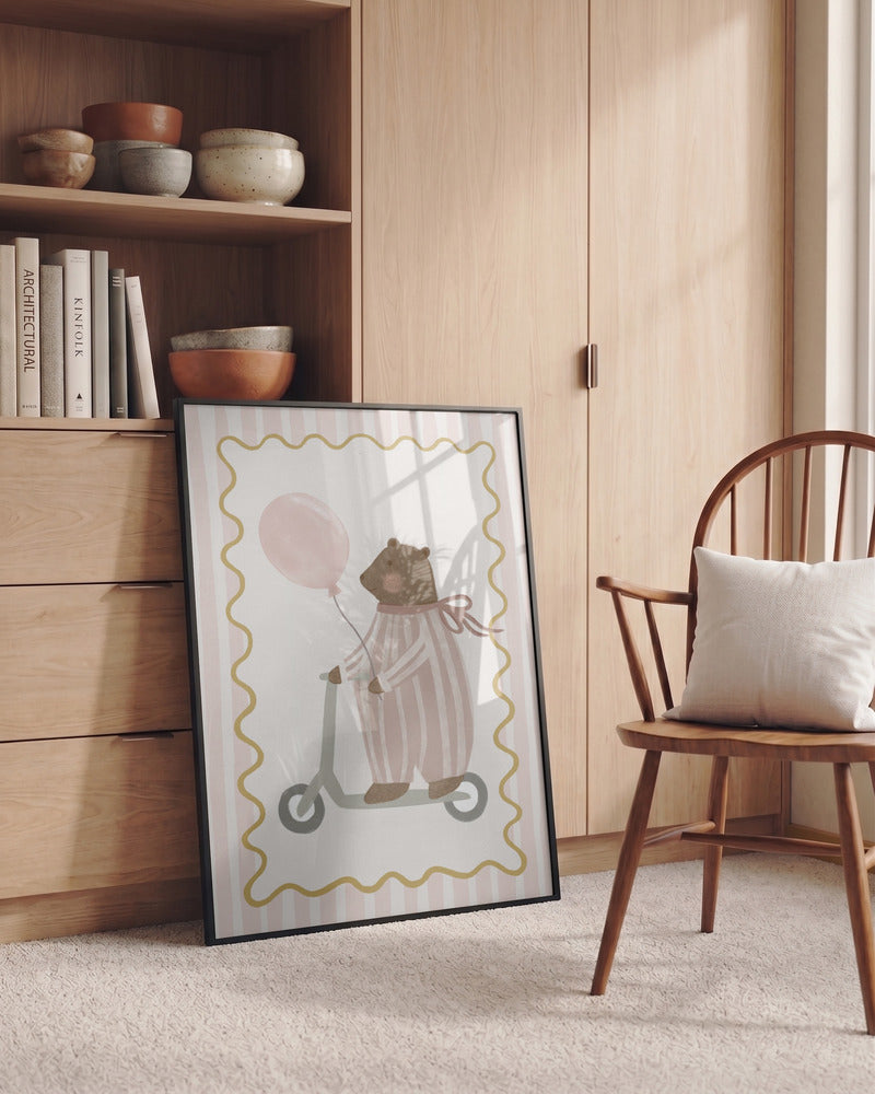 Whimsical Bear Scooter Ride