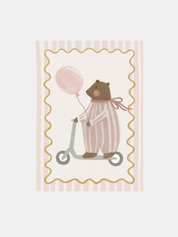 Whimsical Bear Scooter Ride