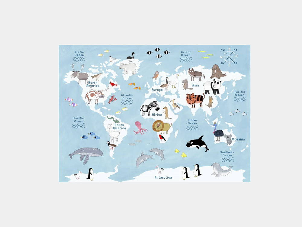 Cute Animal World Map