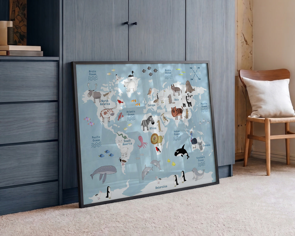 Cute Animal World Map
