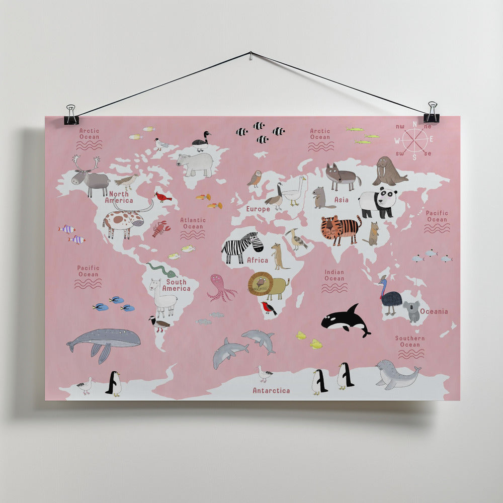 Kids Animal World Map