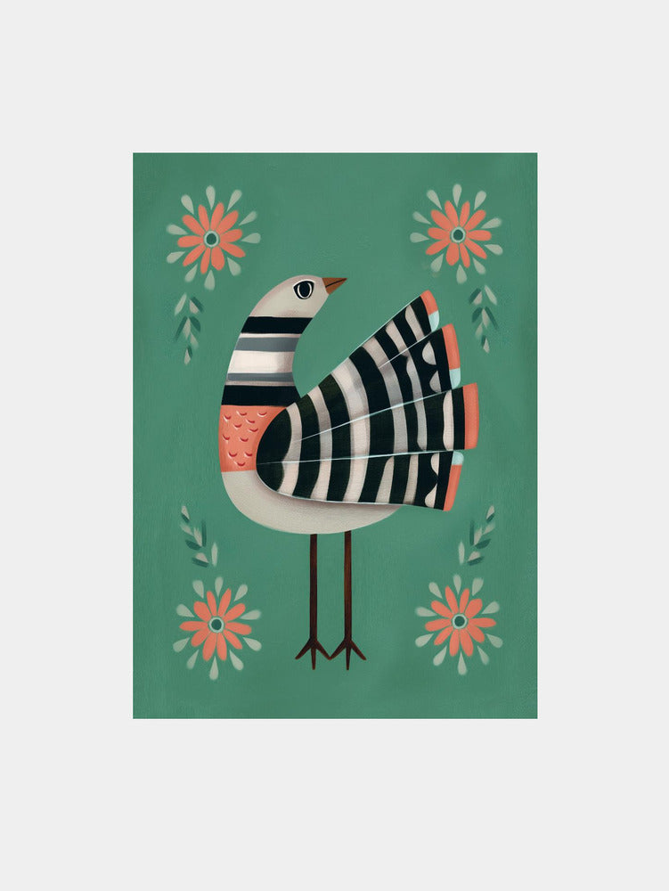 Whimsical Teal Bird