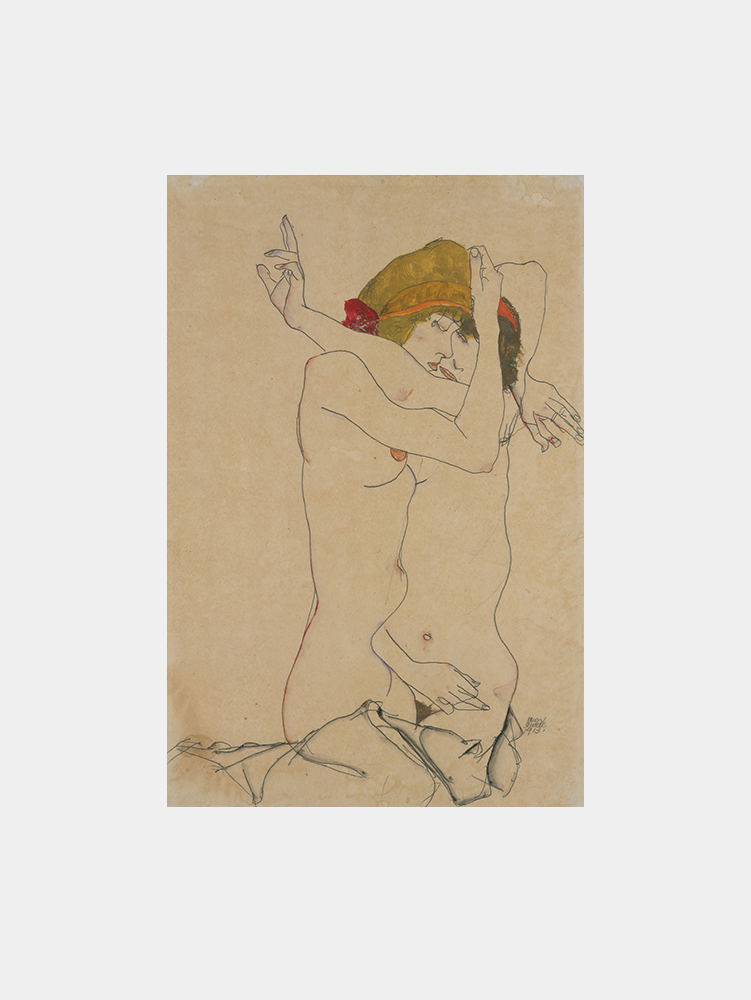 Egon Schiele "Two Women Embracing (1913)" Art Print