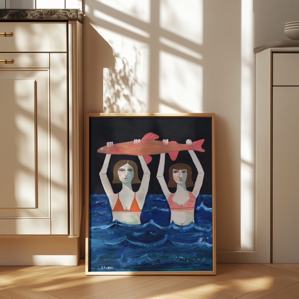 Ocean Bathers Holding Fish