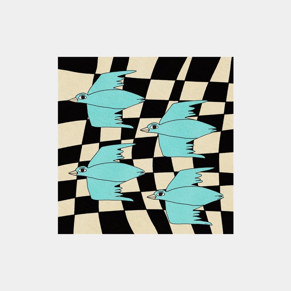 Optical Blue Birds Pattern