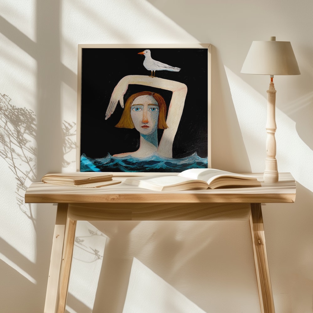 Serene Woman and Seagull