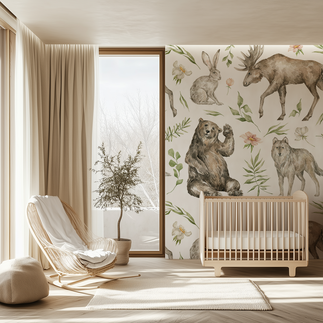 Forest Animals With Flora Wallpaper