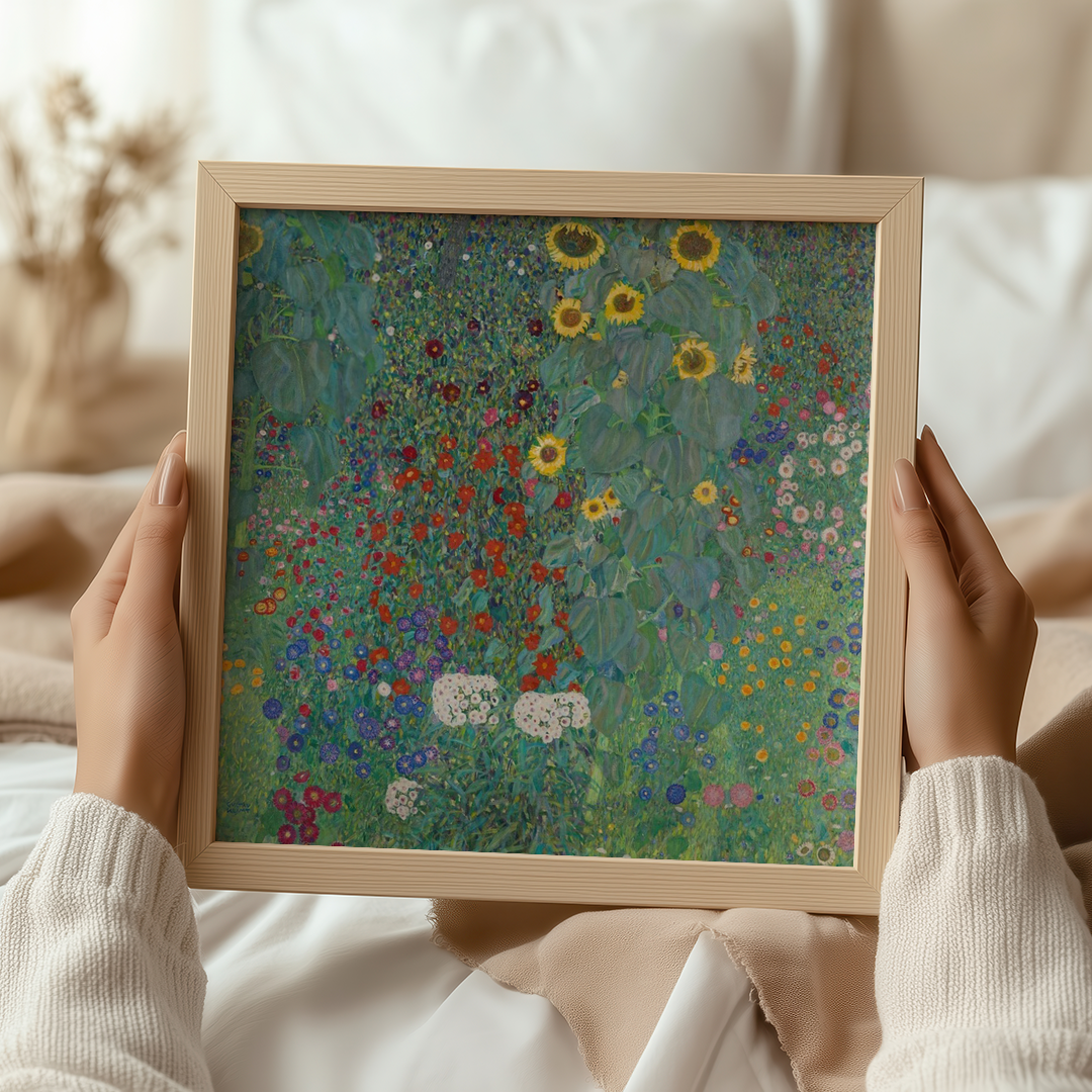 Gustav Klimt: "Cottage garden with sunflowers (1907)" Art Print