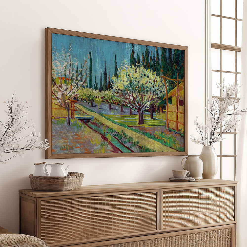 Van Gogh "Orchard Bordered by Cypresses (1888)" Art Print