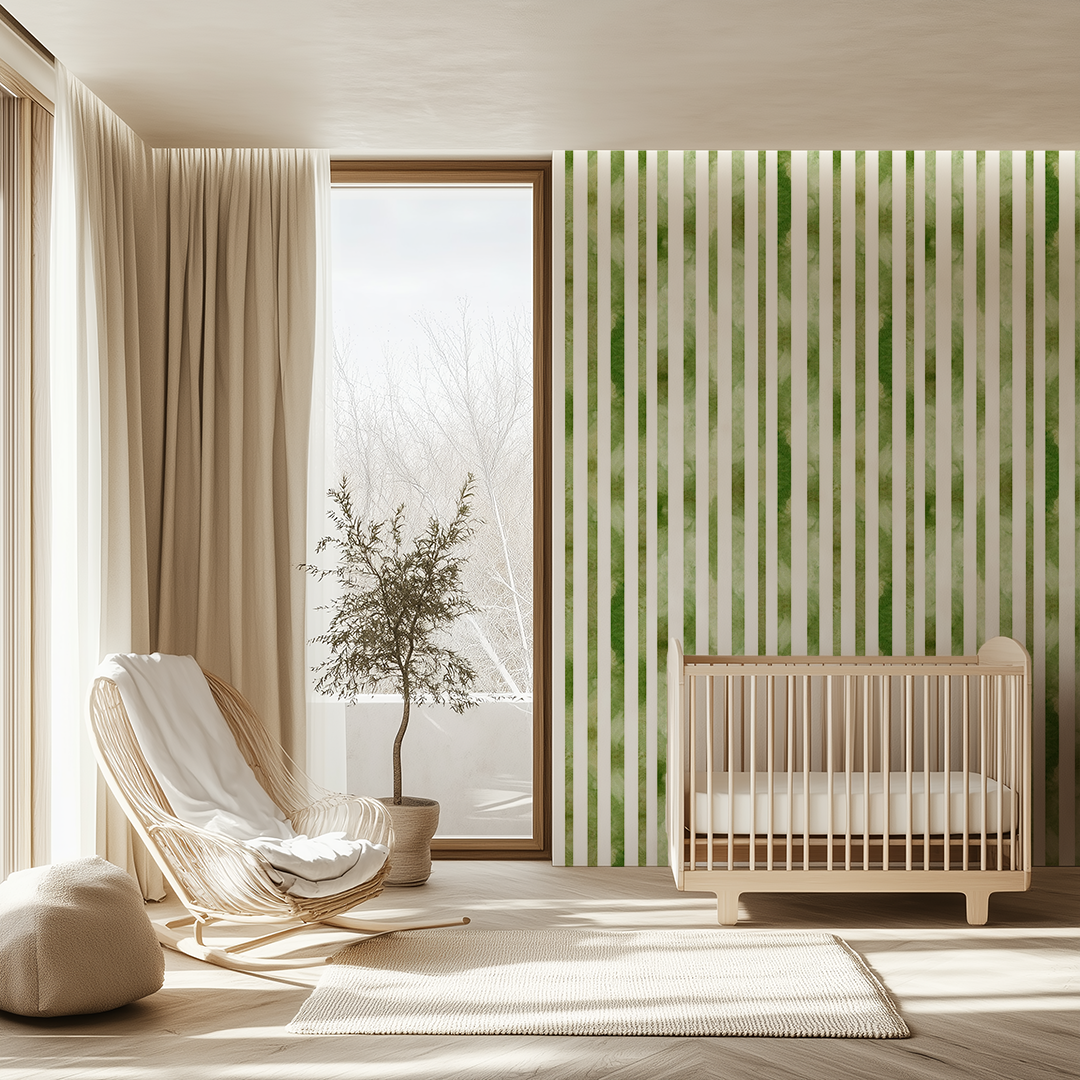 Green Forest Striped Wallpaper