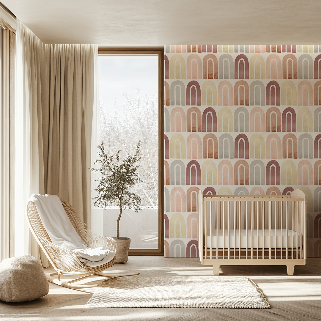 Pastel Rainbows in Pink Shades Wallpaper