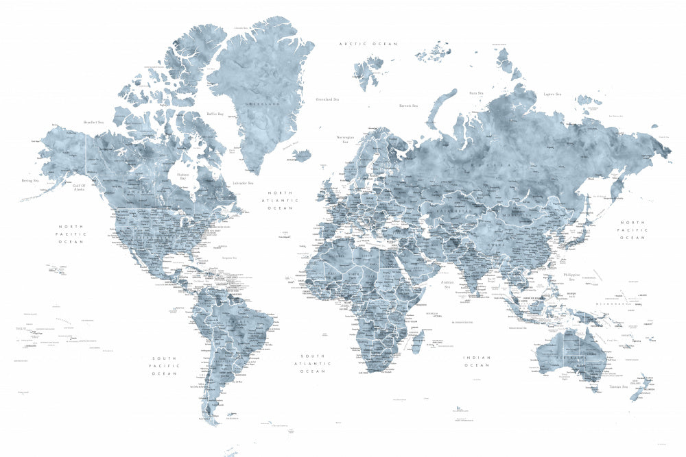 Detailed world map with cities, Ninian