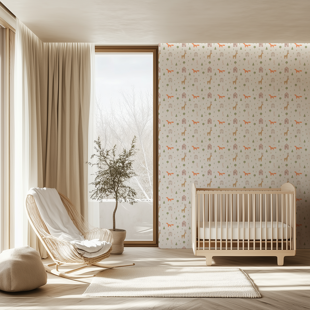 Abstract Nursery Animal Wallpaper