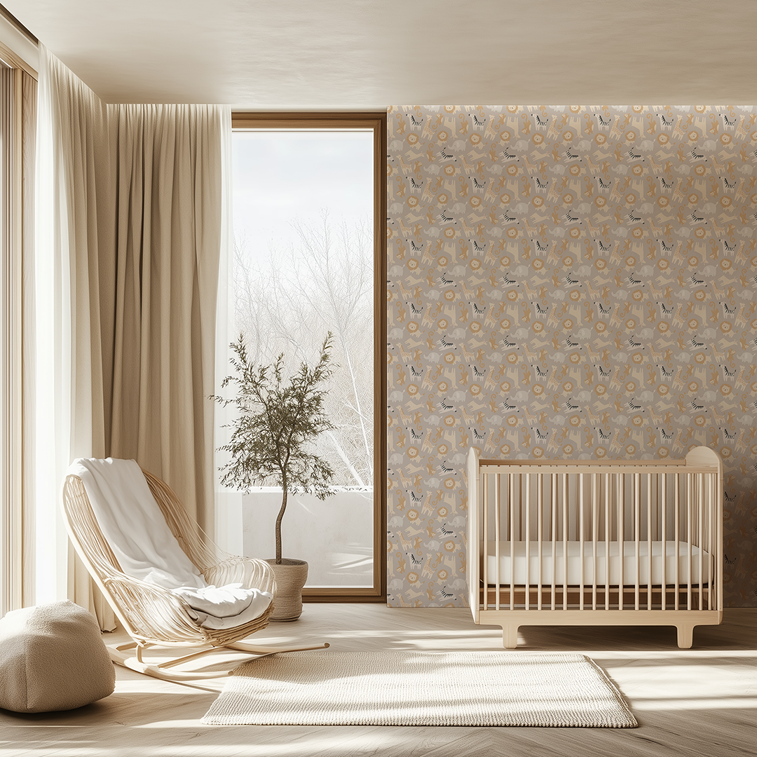 Baby Animal Wallpaper Grey