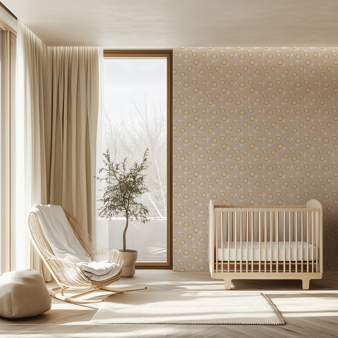 Baby Lions Lilac Wallpaper