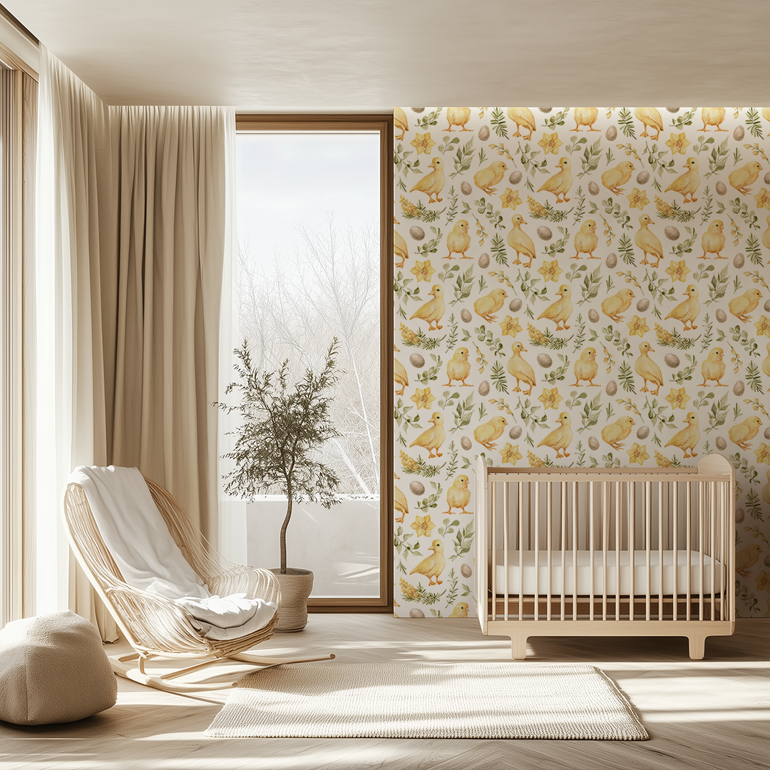 Adah - Grace Chicks with Yellow Flower Wallpaper