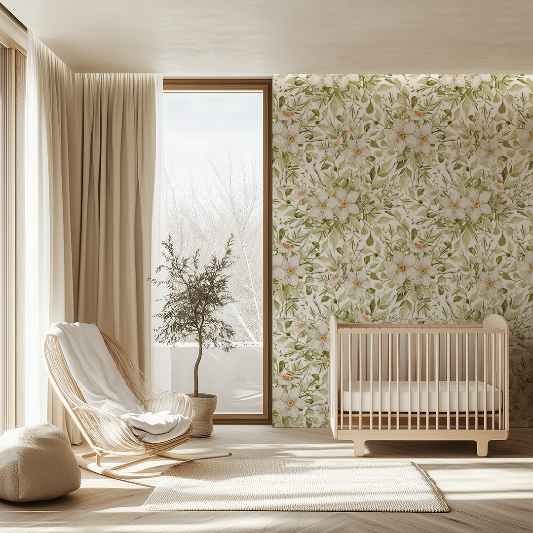 Adah - Grace White Flora Wallpaper