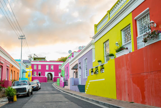 Colorful homes in the historic Bo-Kaap neighborhood in Cape Town