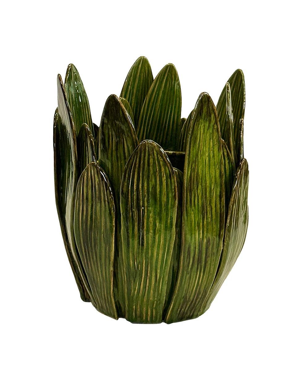 Large Ceramic Forest Leaf Vase | Green