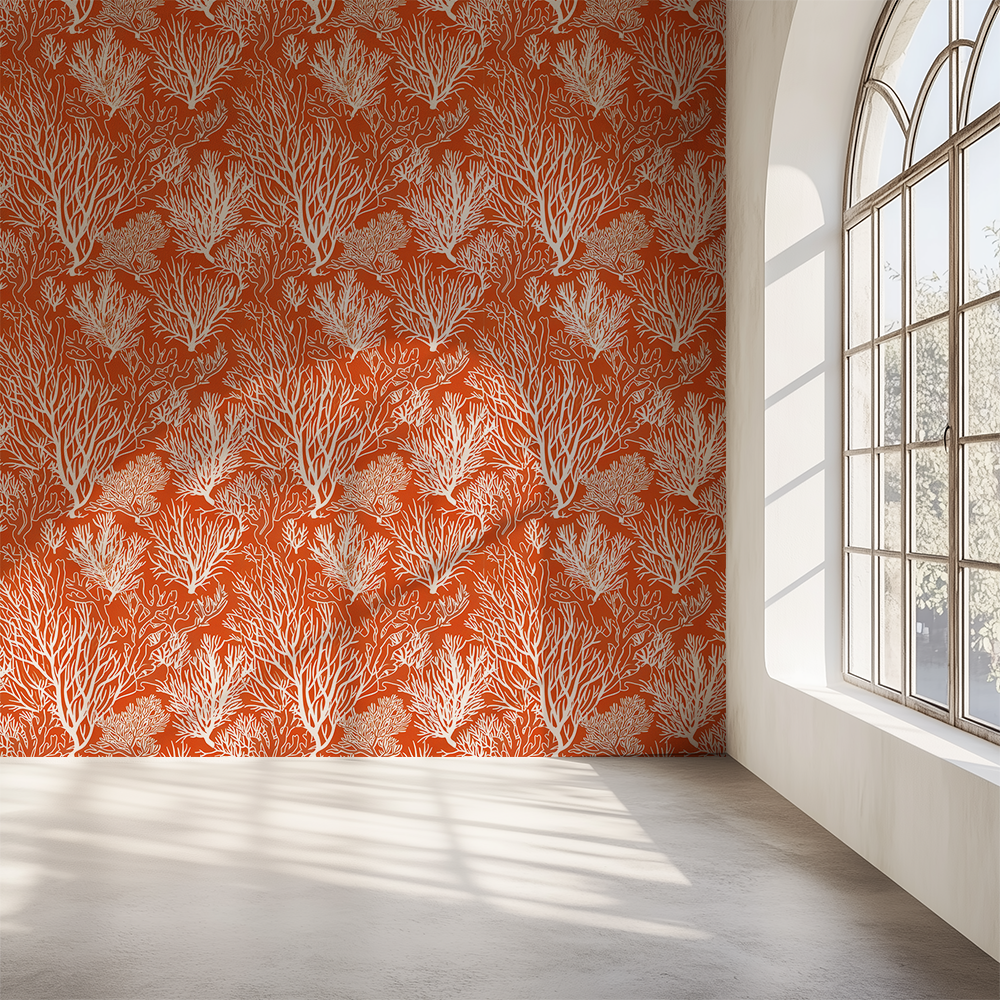 Coastal Cape Cod Red Coral Wallpaper