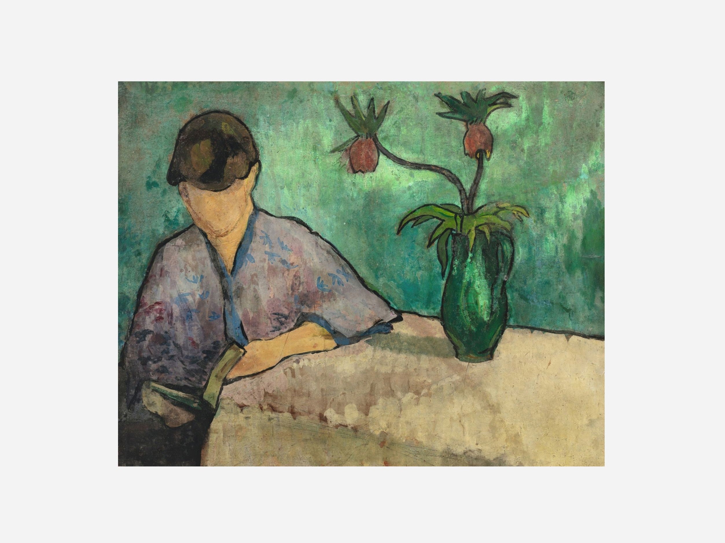 Emile Bernard - "Jeune Femme Lisant En Kimono (1887)"