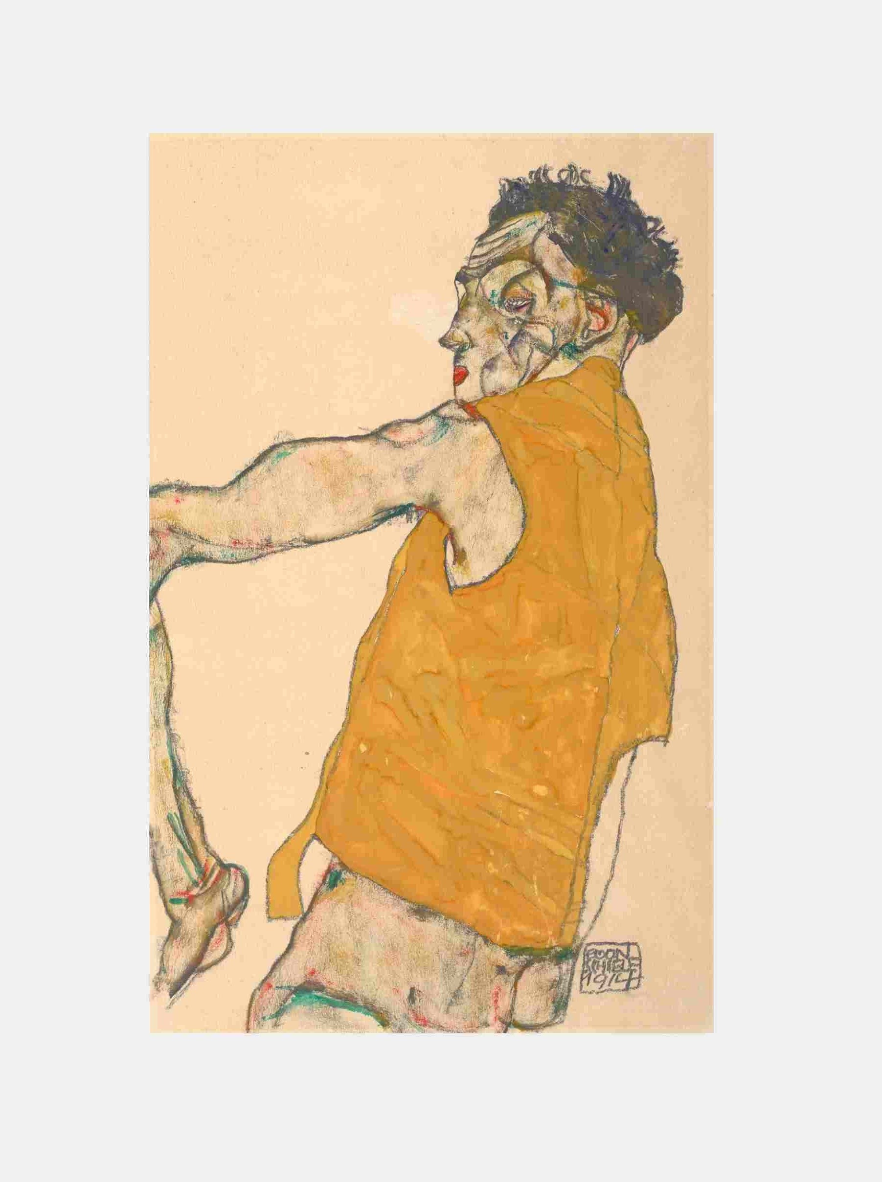 Egon Schiele "Self-Portrait In Yellow Vest, 1914"