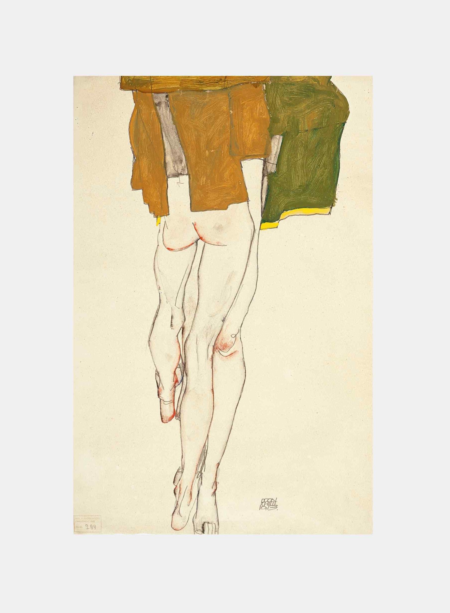 Egon Schiele "Stehende halbnackte Torsi (1913)"