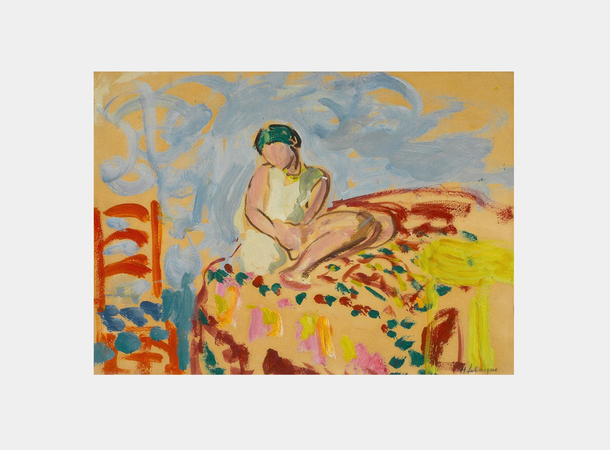Henri Lebasque "Jeune fille au turban vert assise sur un sofa (circa 1920-1923)"