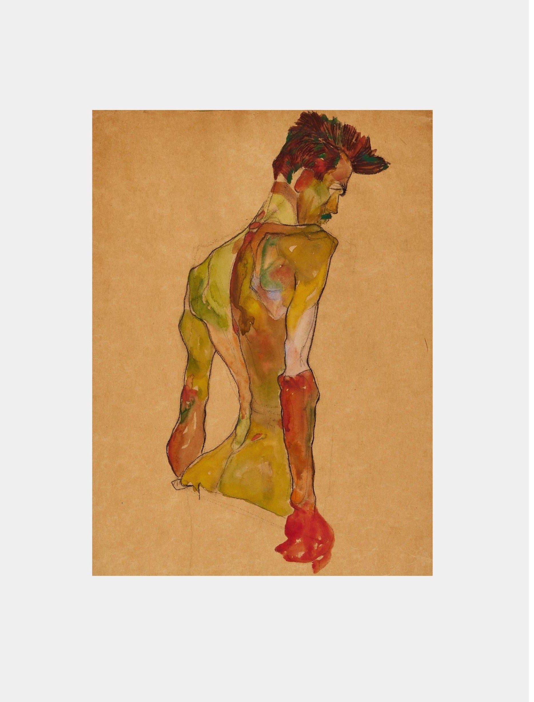 Egon Schiele "Male Nude in Profile Facing Right (1910)"