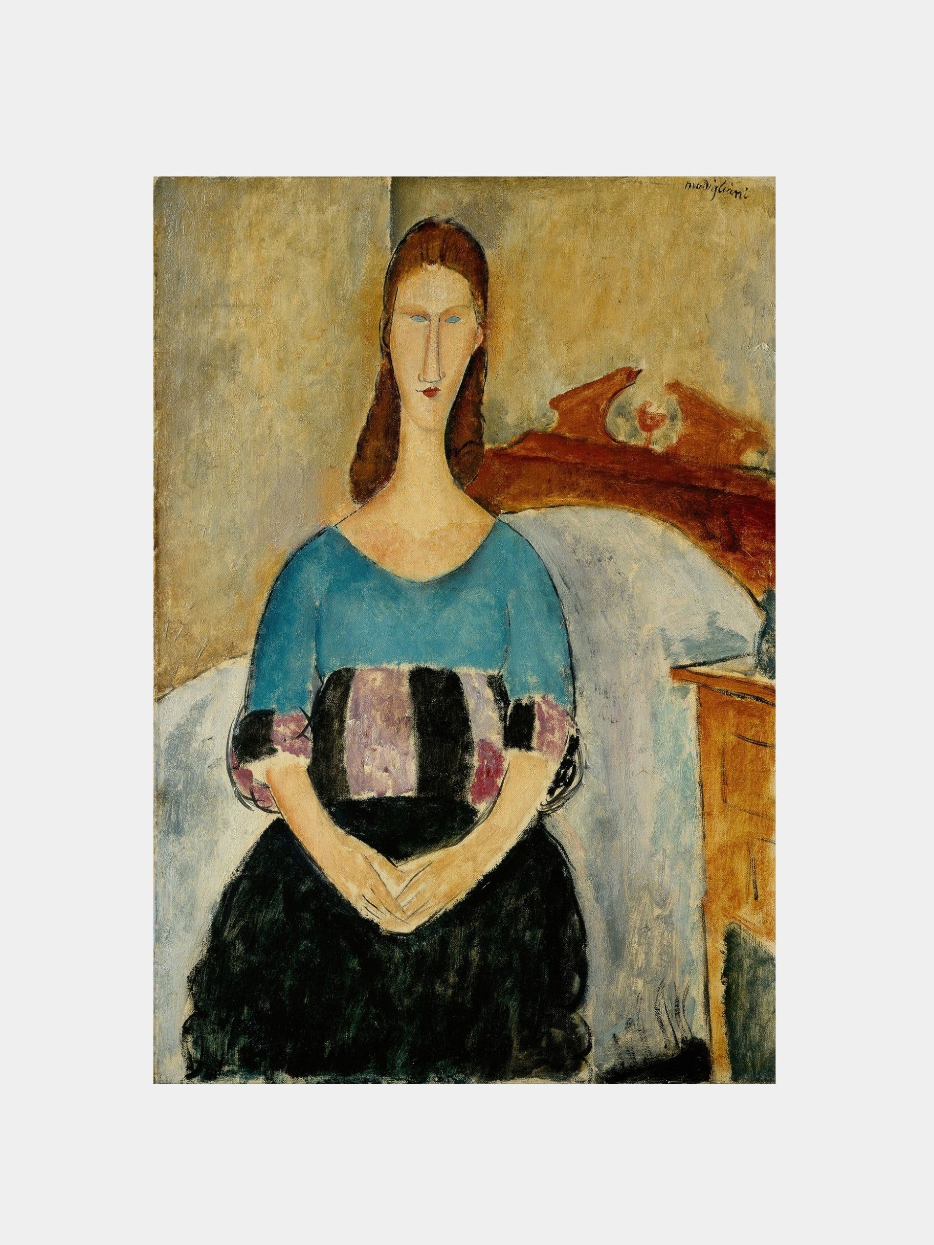 Modigliani "Portrait of Jeanne Hebuterne, Seated" (1918)