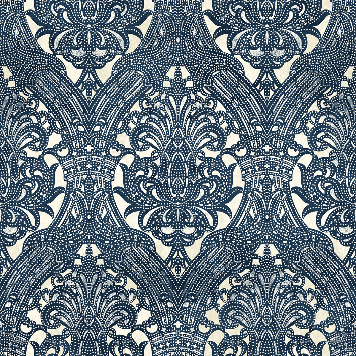 Decolux Pattern Dark Blue with White Background Wallpaper