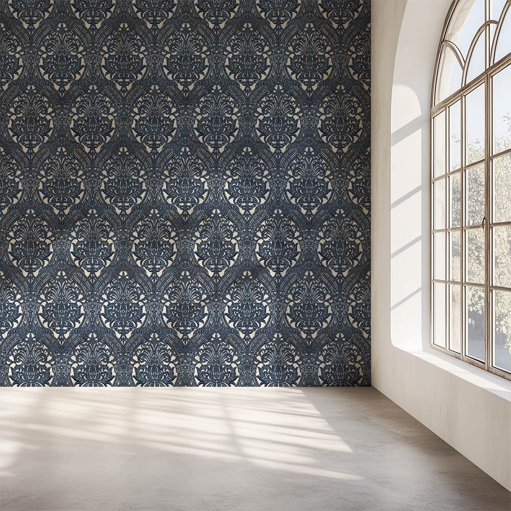 Decolux Pattern Dark Blue with White Background Wallpaper