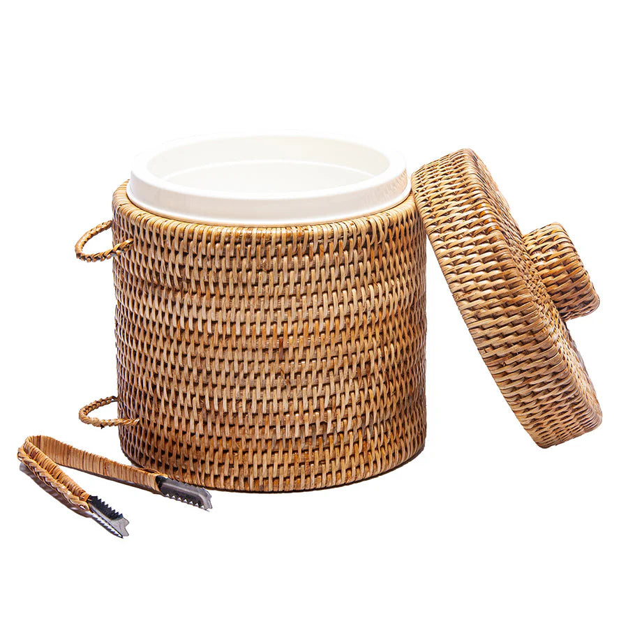 Rattan Ice Bucket with Tongs | Natural