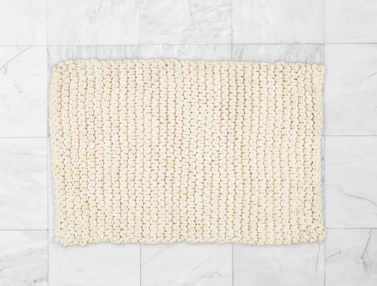 Chunky Knit Bathmat Dhurrie, Natural.