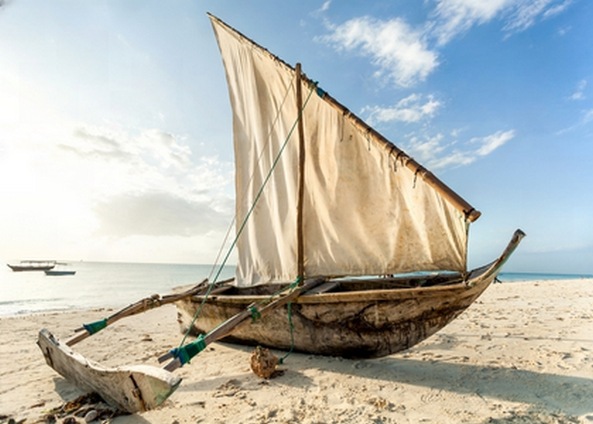 Dhow boat on the beach