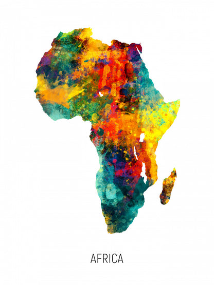 Africa Watercolor Map Art Print